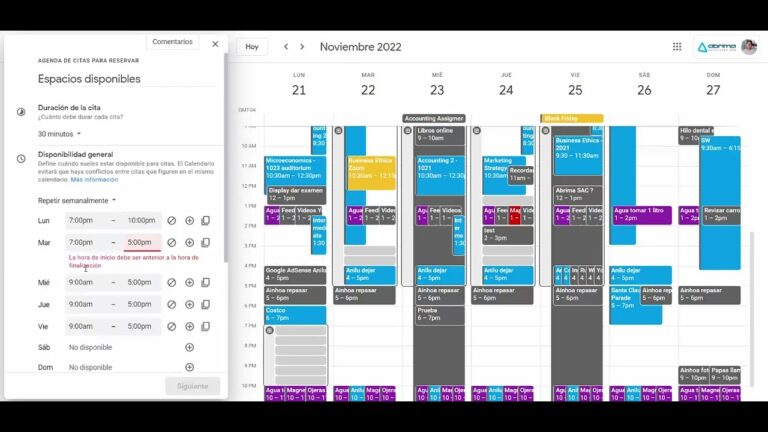 Gu&iacute;a para configurar citas en Gmail